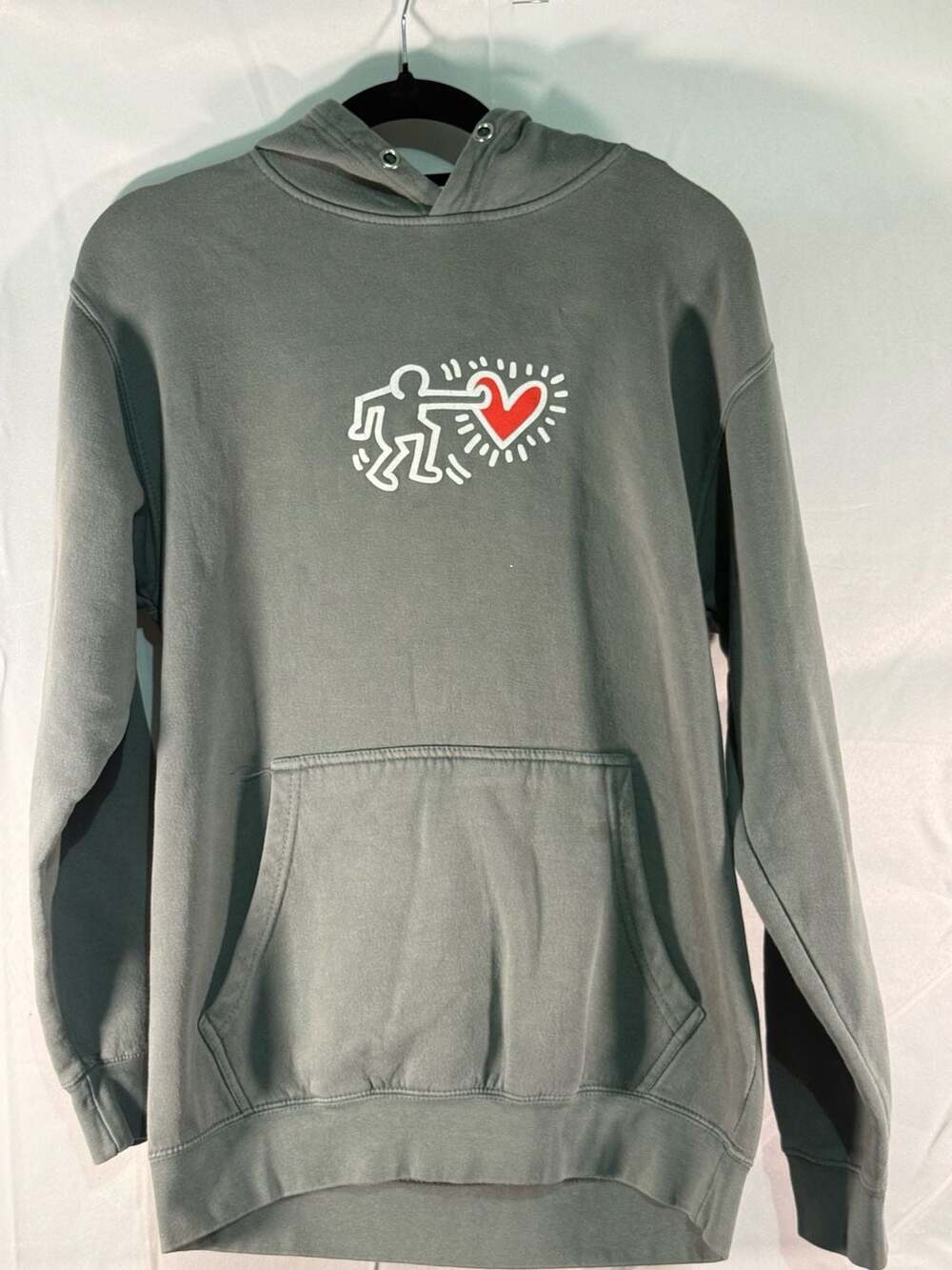 Keith Haring Graphic Hoodie Pullover Sweatshirt with Heart Logo